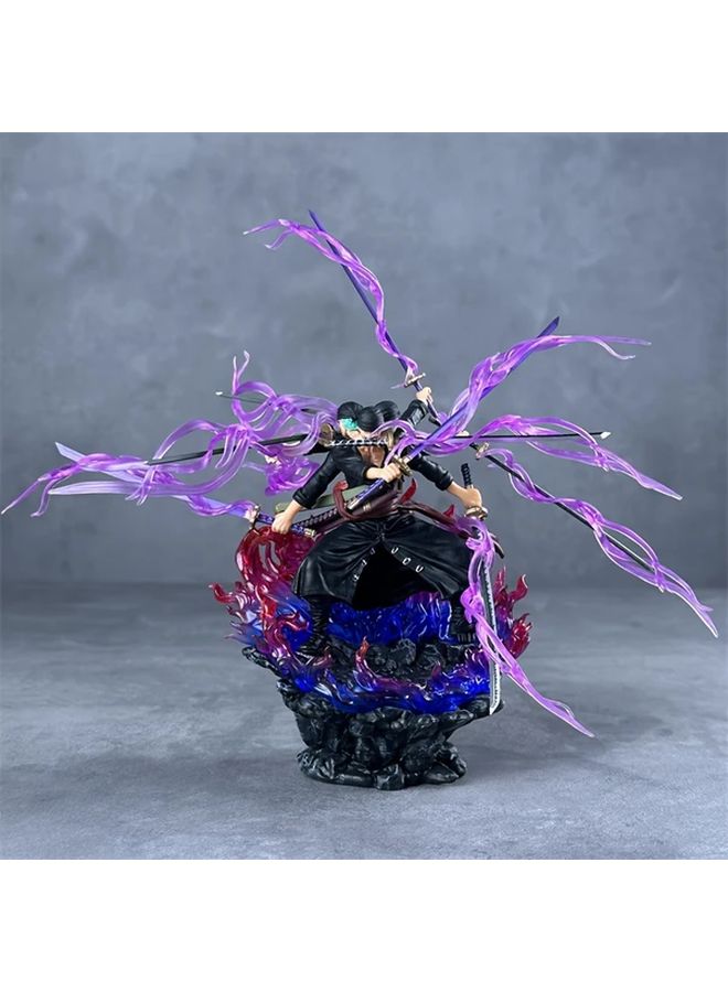 One Piece Zoro Anime Figure 9.84 Inch Three Headed Nine Bladed Rope Action Statue - Image 1
